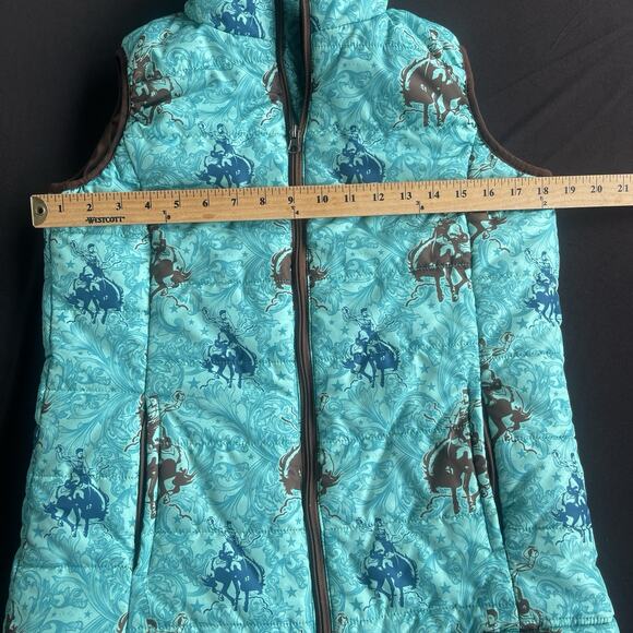Cheekys Womens Puffer Vest Small Full Zip Horse Equestrian Ranch Cowgirl Rodeo - Picture 11 of 14